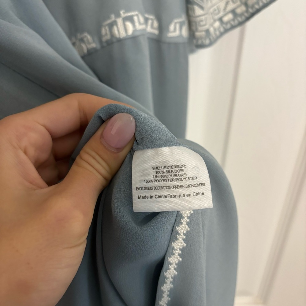Tory Burch 100% Silk Blue Embroidered Maxi Dress - Picture 6 of 9
